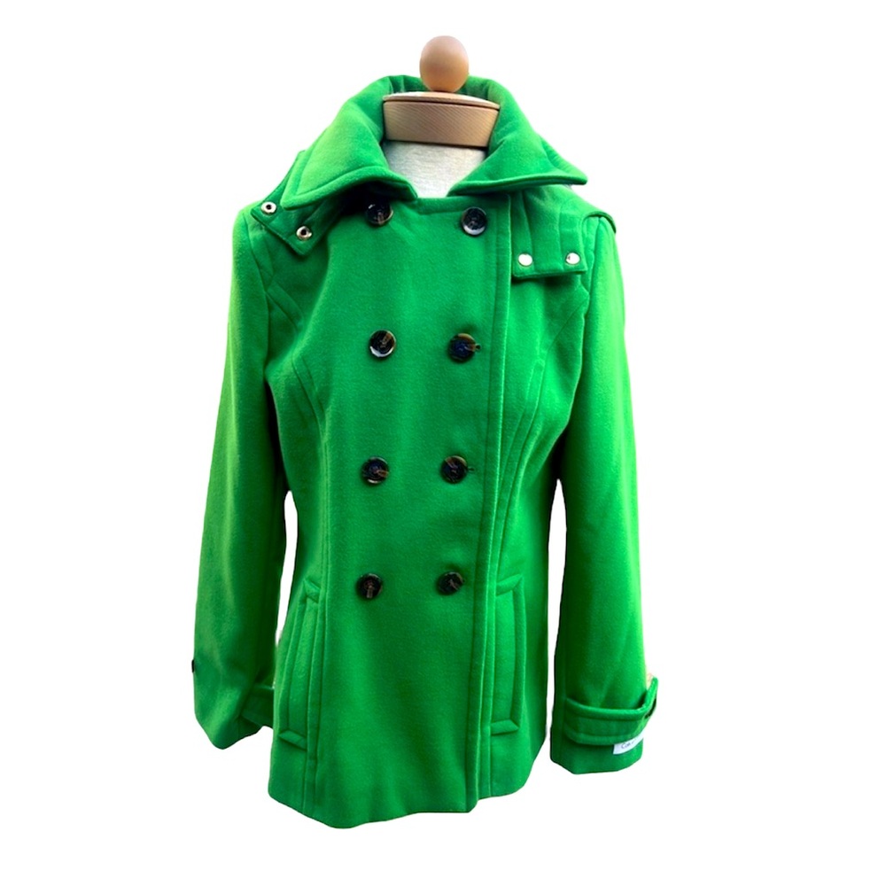 Calvin Klein Green Trench Coat with Wide Lapel